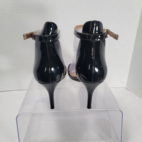 BP. Womens 7.5 Black Patent Leather High Heels Minimal Sexy Ankle Strap‎ Simple - Picture 8 of 15
